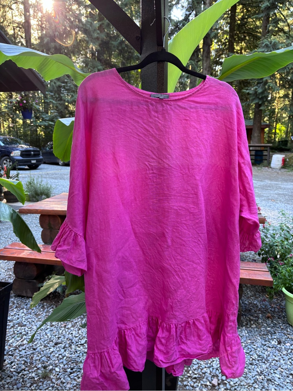 Bright Fuchsia Ruffle Hem Dress